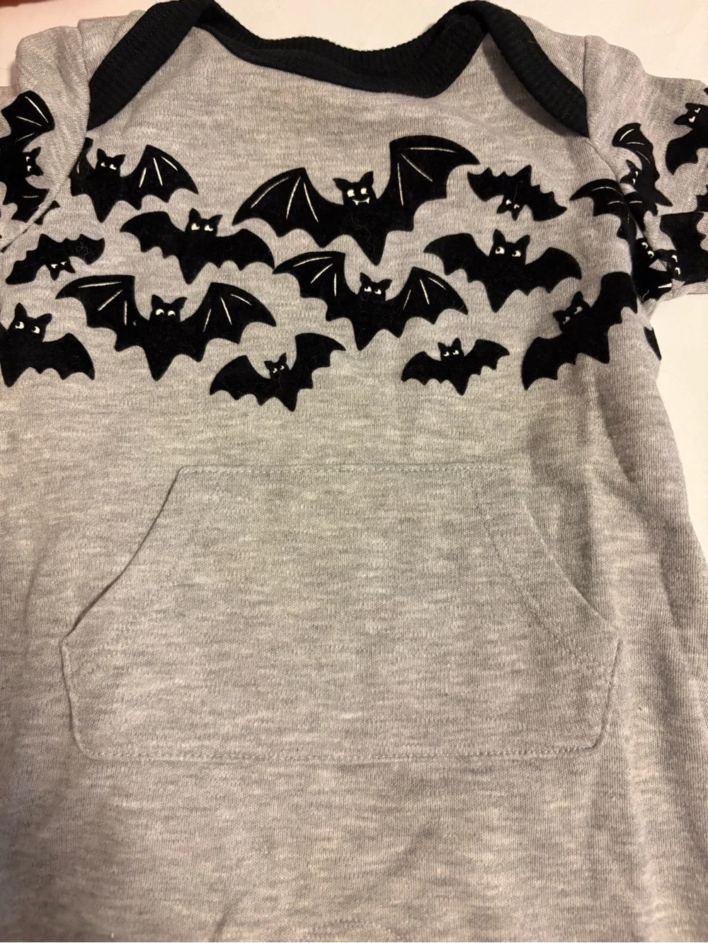 Gray Baby One-Piece with Black Bats Halloween Print 3-6 months